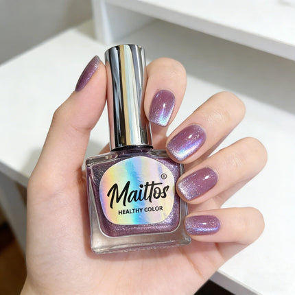 WA516 Grape 12ml No-bake Cat's Eye Water-based Nail Polish, Oderless, With a magnet, dry quickly No need UV lamp, easy to tear