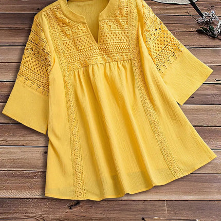Plus Size Women's New Lace Patchwork Shirt