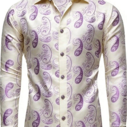 Men's Brand New Silk Top with Regular Slim Fit, Ordinary Lapel, 3D Printed with Artistic Patterns, Fashionable and Comfortable,