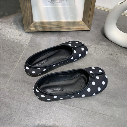 2025 Polka Dot Women Retro Flats Loafers Ballerina Shoe Japanese Style Tabi Ninja Shoes Split Hoof Toe Boat Shoes Female shoes
