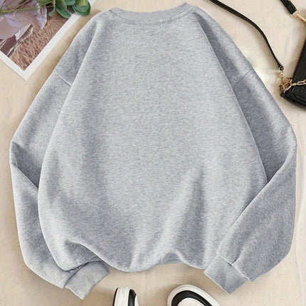 Women's Casual USA Print Pullover Sweatshirt Geometric Design Long Sleeve Round Neck Machine Washable Regular Fit for Autum