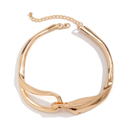 DIEZI Steampunk Irregular Clavicle Torques Necklace For Women Punk Gold Silver Color Statement Chokers Necklace Gift Jewelry