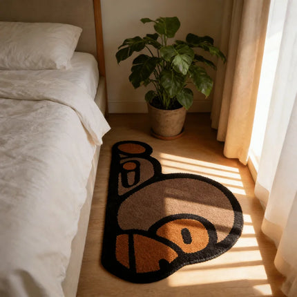 VIKAMA Cute Cartoon Monkey Pattern Bedroom Carpet Soft Comfortable Non-Slip Area Rug For Children Kids Room Indoor Home Decoration