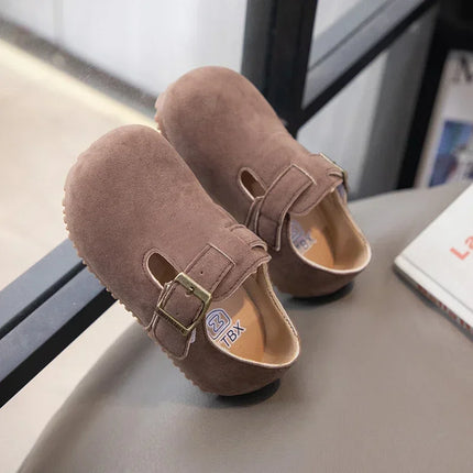 Boys Girls Flat Shoes Retro Non-slip Sweet Kids Moccasins Soft Sole 2024 New Fashion Children Leather Shoes Hook&loop Elegant