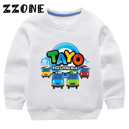 Hot Sale Kids Sweatshirts Tayo the Little Bus Print Cartoon Children Hoodies Funny Baby Pullover Outwear Tops Girls Boys Clothes