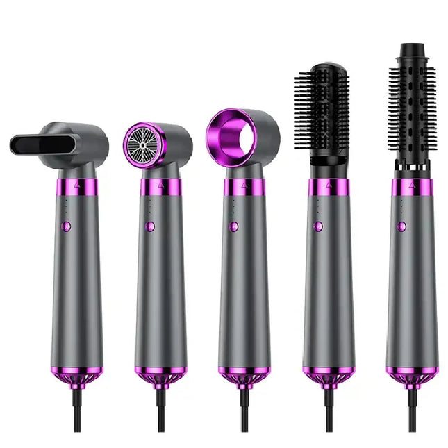 5-in-1 Hair Dryer Electric Hot Air Brush Multifunctional Hair Straightener Curler Blow Dryer Styling Set