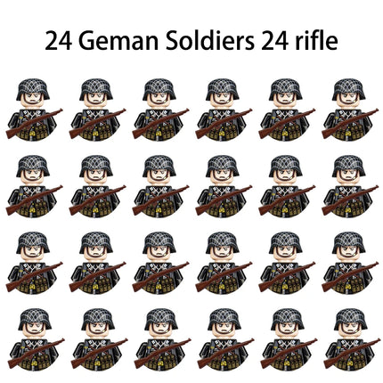 WWII Infantry Military Soldier War National Army Mini Gun Weapon Models Building Blocks Building Blocks Toys for Kids