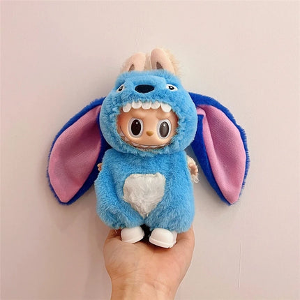 For Labubu Doll 15 17cm Outfit Clothing Cartoon Disney Mickey Minnie Mouse Zootopia Judy and Nick Stitch Goofy Cosplay Clothes ﻿