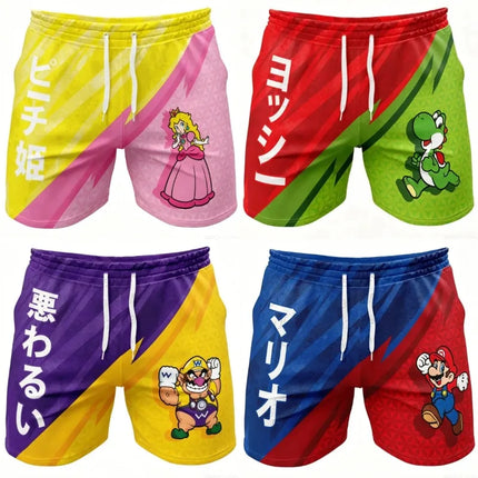 Super Mario Bros 3D Print Shorts  Anime Streetwear Summer Casual Beach Board Shorts Elastic Waist Unisex Swim Trunks for Fans