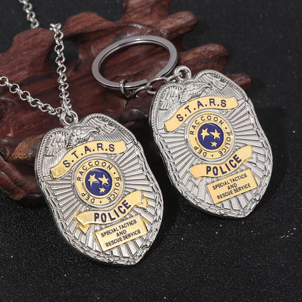 Movie Game Resident Evil Keychain Raccoon Symbolize Police Pendant Badges Cosplay Props Women Men Fans Jewelry Accessories Gifts