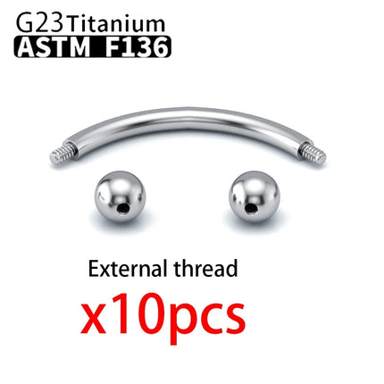 10PCS Wholesale G23 Titanium Labret Lip Stud Piercing Eyebrow Nose Ring C rod For Women Septum Piercing Body Jewelry