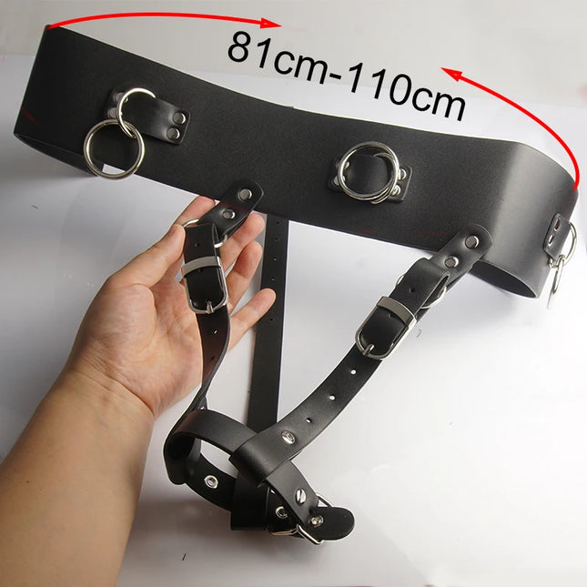 Leather Forced Orgasm Harness,BDSM Wand Massager Belt,Vibrator Strap Restraint,Sex Toys for Couple,Chastity Bondage,Slave