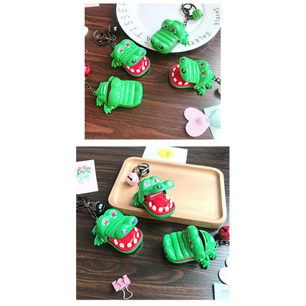 Funny Cute Cartoon Mouth Tooth Alligator Hand Keyring Children's Toy Biting Crocodile Game Keychain Women Men Gift Bag Pendant