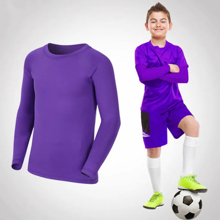 Kids Children Boy Girl Compression Running Long T Shirt Fitness Sport Basketball Football Gym Sportswear Soccer Clothes 25