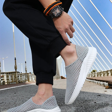 Oiaano Barefoot Man Grey Shoes Mesh Knit Slip On Ultra Light Breathable Soft Bottom Workout Casual Sports Shoes Outdoor Runing