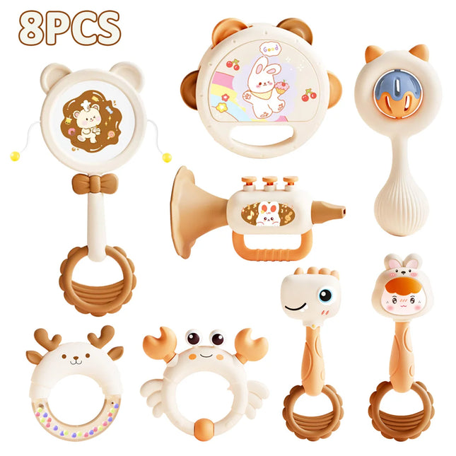 Baby Hand Beat Drum Percussion Instrument Toy Set Puzzle Early Education Enlightenment Toy Safety Material Grasping Train Gift