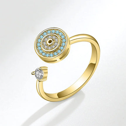 SMJEL Fidget Spinner Ring Anxiety for Women Multiple Crystal Flower Eye Butterfly Animal Ring Rotate Anti Stress Wedding Jewerly