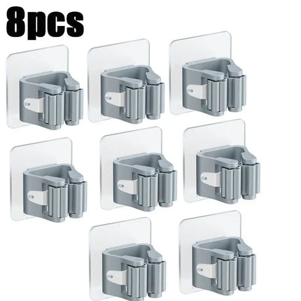 Mop Holder Self-adhesive Broom Stand Wall Mounted Mop Support Sweeping Brush Hook Storage Organizer Bathroom Kitchen Accessories