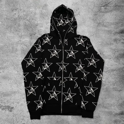Women Men Y2K Fashion Hoodie Letter Graphics Print Zip Hoodie Clothes Women Hip-hop Long Sleeve Sweatshirt Oversized Top