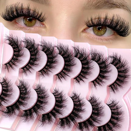 7pairs Natural Russian Strip Lashes Fluffy Mink Lashes 3D False Eyelashes Fluffy Volume Eyelashes Fake Eyelash Extension Make Up