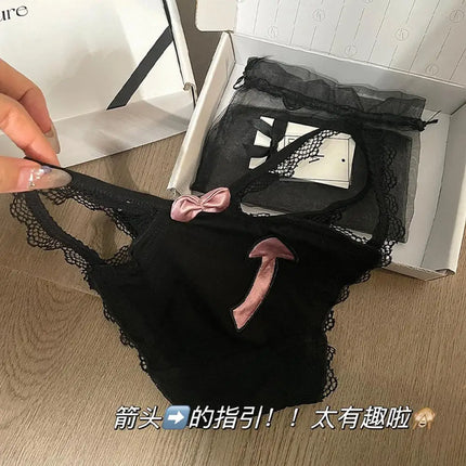 Y2K Kuromi Cotton Panties Sanrio Underwear for Women Anime Kawaii Low Waist Briefs Lace Bow Tie Sexy Girl Soft Sweet Student