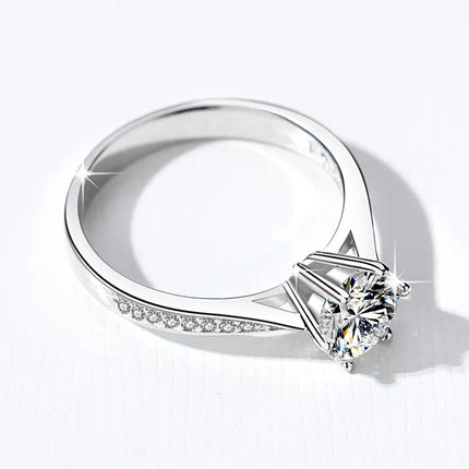 1ct D VVS1100% Moissanite Ring Factory Price 925 Sterling Sliver for Women 6 Classic Trendy Engagement Wedding Jewelry Ring