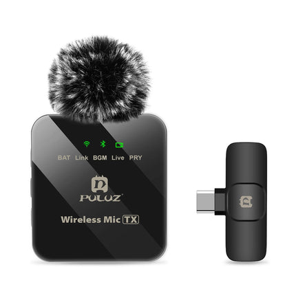 PULUZ 2.4G Wireless Lavalier Microphone Live Broadcast Gaming Microphone For iPhone Type-C Android Camera Audio Video ForYouTube