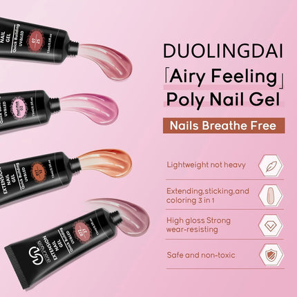 Poly Extension Gel Nail Kit, Featuring 12 Shades of Nail Extension Gel, Making It a Perfect DIY Starter Set for Girls' Nail Care