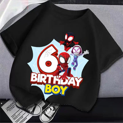 Marvel Spider-Man Digital Print Summer Boys Girls T-Shirt Suitable Street Wear 100% Cotton Breathable Soft Short-Sleeved Top