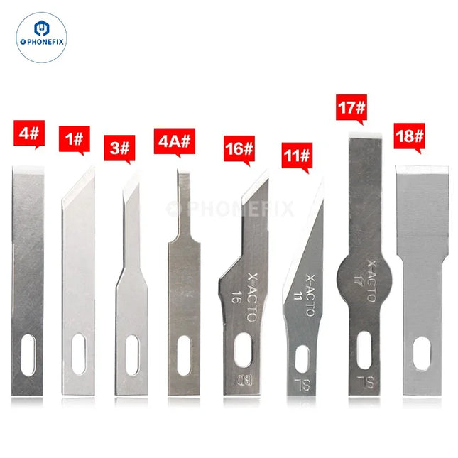10pcs No.4A 11 18 Scalpel Knife Removal Glue Blades Non-Slip Metal Engraving Craft knives Phone PCB DIY Repair Hand Tools
