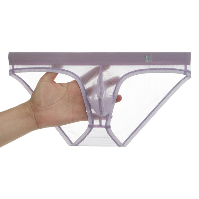 Ice Silk Ultra-thin Men Underwear Seamless Transparent Quick Drying Briefs Sexy U Bulge Pouch Triangle Underpants Erotic Panties
