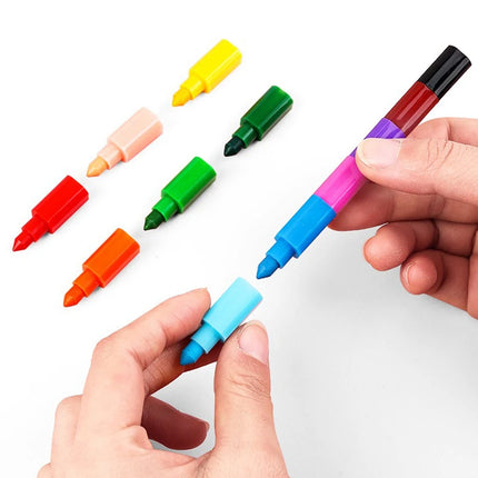 12-Color Building Block Crayons Fun Rainbow Color Stackable Drawing Crayons Graffiti Pen Art Supplies Birthday Gift Boy Girl