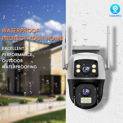8MP 4G Sim Card Camera Dual Lens Dual Screen Wireless WiFi Outdoor Surveillance Cam Human Detect Security Protection PTZ IP Cam