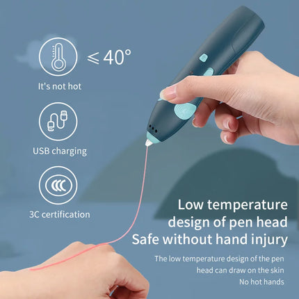 Low-Temp Safe 3D Printing Pen for Kids Cordless Wireless Design with PLA Filament Burn-Free 3D Pen Art Toy for Birthday Gift