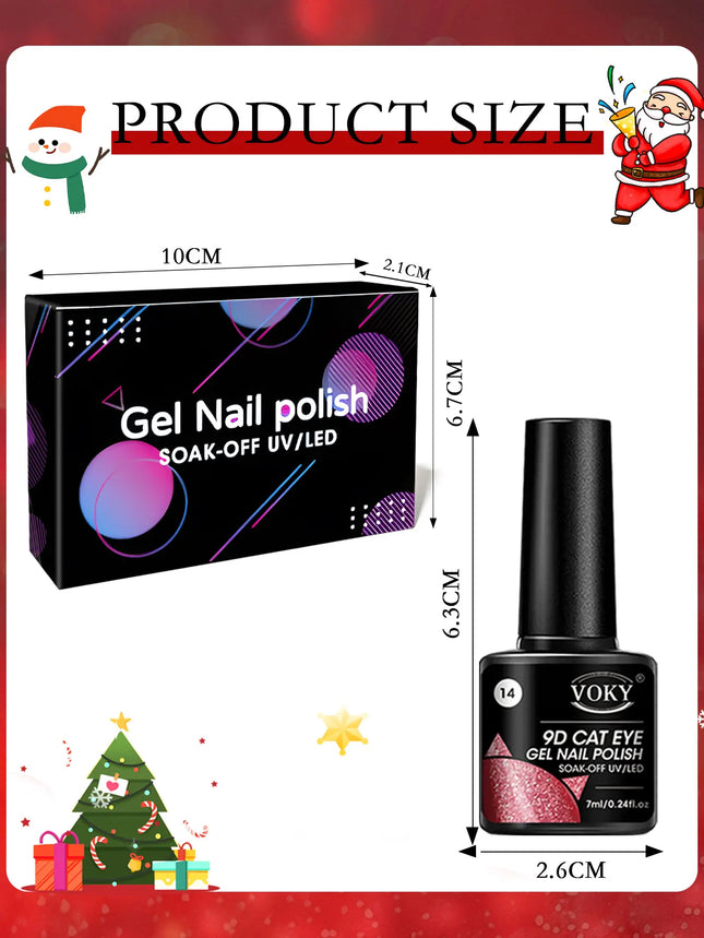 VOKY 6-piece Cat Eye Liquid Nail Polish Set - Suitable for nail decoration in home salons.