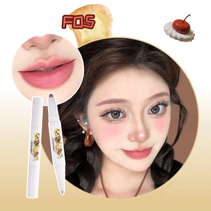 LEEMEMBER Lip Liner Bear Bakery Collection Lipstick Pencil Natural Coverage And Change Lip Color Double-Ended Lip Makeup