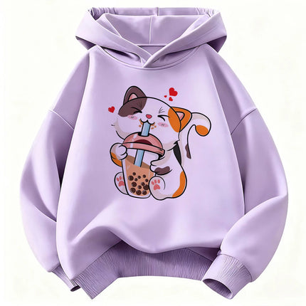 Fashion Happy Dog Drinking Juice Children's Hoodie Sweatshirt Cute Hoody for Boys Girls Casual Hoodies