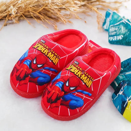 Children Cartoon Spider Print Cotton Slipper Soft Autumn Winter Warm Baby Boys Girl Indoor Home Bedroom Cotton Shoes Size 24-31