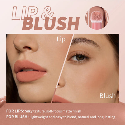 Lakerain Matte Blush Rotating Lipstick Multi-functional Lip Mud for Lips and Cheeks Long-lasting Waterproof Velvet Lip Gloss