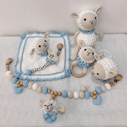 Newborn Mobile Gym Educational Ring Teething Toy Baby Cotton Baby Wooden Ring Rattle Crochet Wool Toy Customize Pacifier Chain