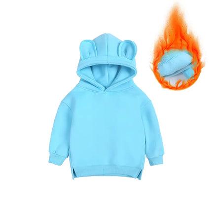 Custom Kids Bear Hooded Sweatshirt Thicken Fleece Warm Clothes Family Match Mom Baby Boys Girls Hoodies Personalized Tracksuit