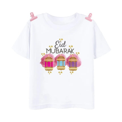 Eid Mubarak Print Children's Clothes Summer Boys Girls T-shirt Eid Ramadan Kids T Shirt Short Sleeve Islamic Muslim Outfits Tops