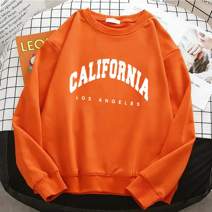 Trendy California Los Angeles  Womens Hoodies Fashion Fleece Sweatshirt Soft 90s O-Neck Pullover Casual Female Clothes