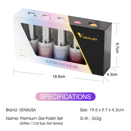 10ml*1pc Venalisa Nail Gel Polish Hema Free TPO Free Color Diamond Sparkle Magnet 10DCat Eye Gel Soak Off UV LED Varnish Gel Kit