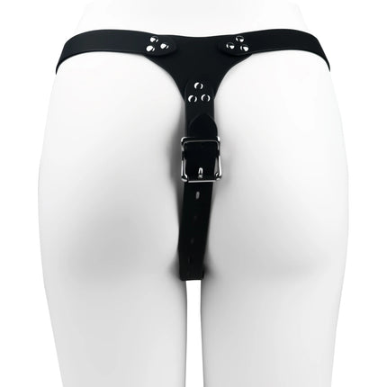NSFU Black/Red Male Chastity Belt PU Material Cock Lock Assisted Restraint T-Pants Harness Sexy Accessories Sex Toy For Men 18+