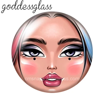 Matryoshka Doll Face Girl Sunglasses 12mm/18mm/20mm/25mm Round photo glass cabochon flat back Making findings Jewelry