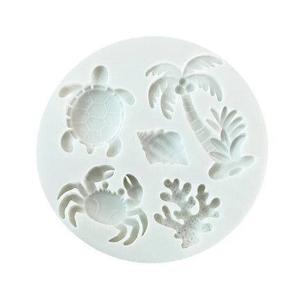 Sea Turtle Crab Coconut Tree Ocean Silicone Sugarcraft Mold Chocolate Cupcake Baking Mould Fondant Cake Decorating Tools