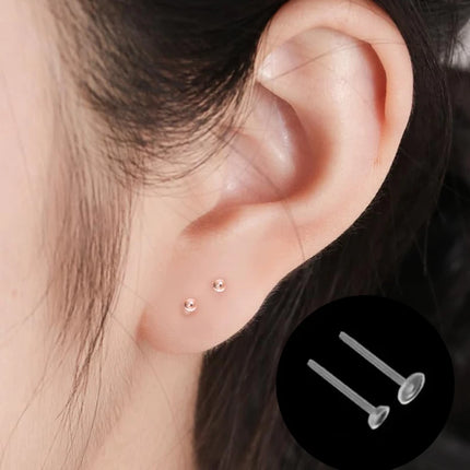 10/20/50/100PCS Transparent Earrings Jewelry Parts Decor  Plastic Stud Earring Anti Allergy Ear Protect From Ear Hole Blockage