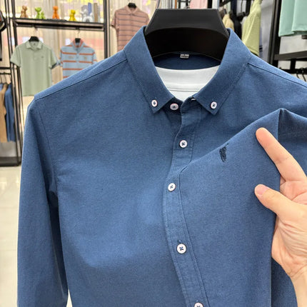100% Cotton Corduroy Shirt - Green Long Sleeve M-4XL - Spring Autumn Slim Fit Candy Color Collection