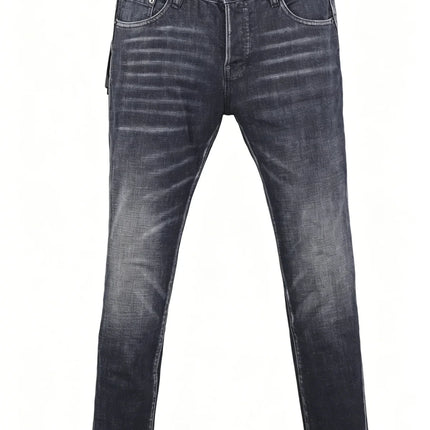 6058 Four Seasons New Men's Wash Grinding Hole Patch Paint Splash Ink Micro-bullet Leg Grey Jeans for Men